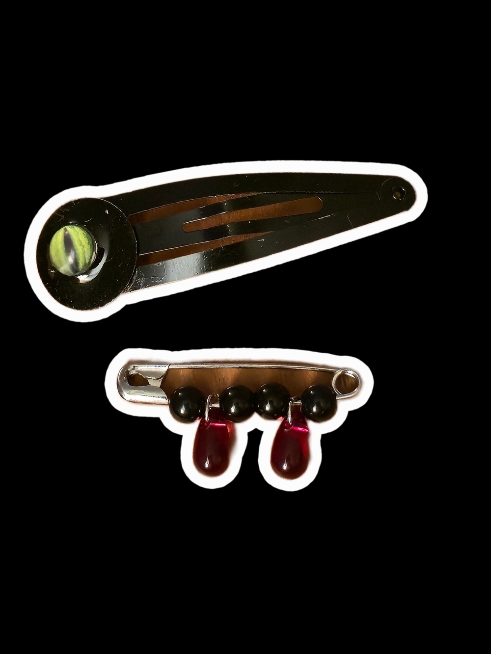 Spooky Accesories - Monster Eye Hairclip Ans Blood Drip Pin